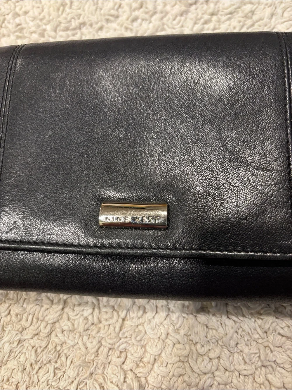 Black Leather Women's Wallet Clutch - Classic Foldover